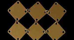 Metal curtain with square plates - gold